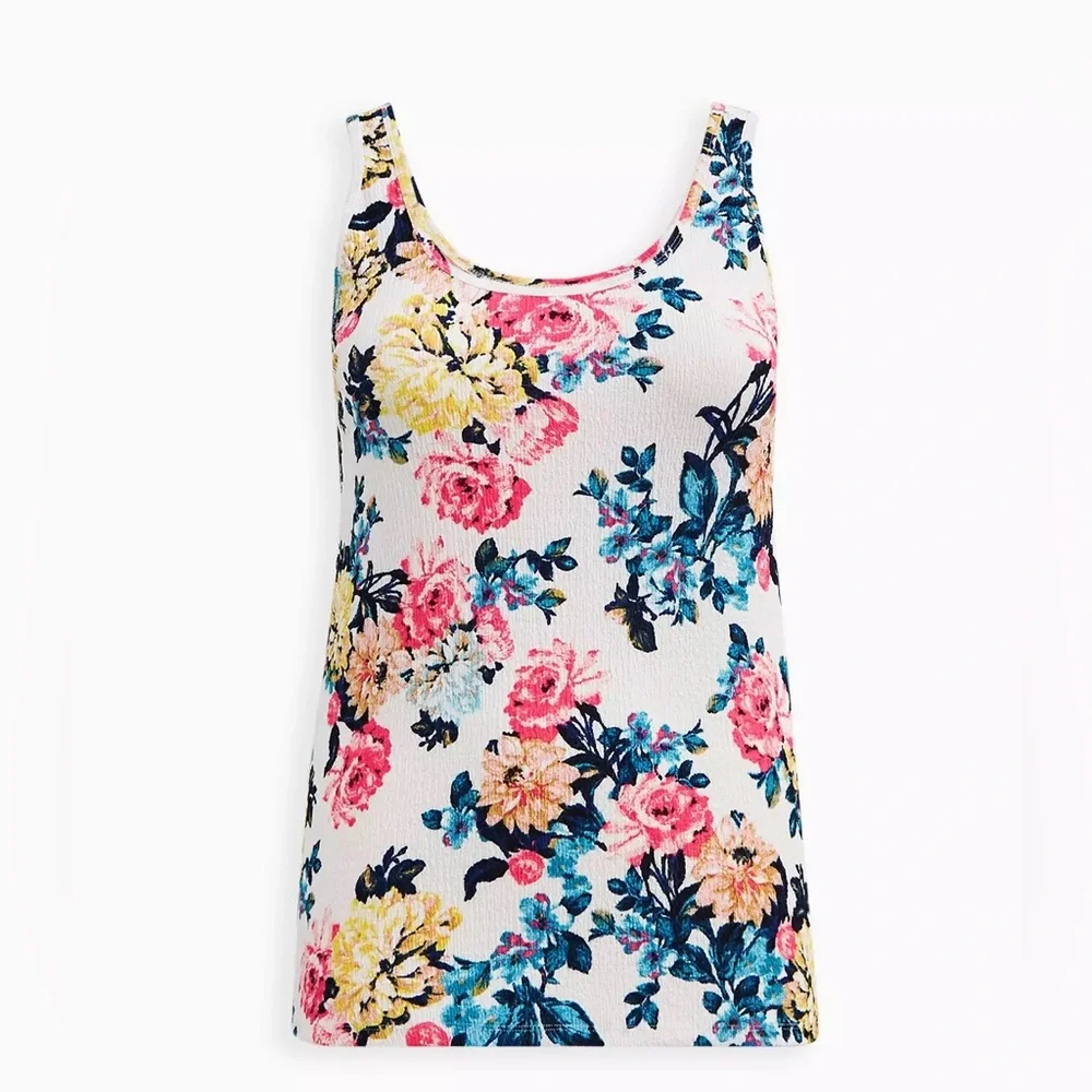 Torrid Double Scoop Knit Smock Tank Size 3X Floral - Picture 2 of 10